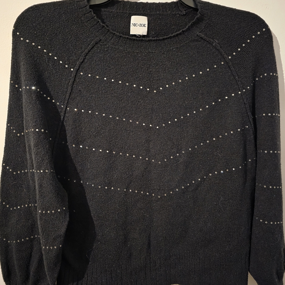 NIC+ZOE Black Crew Neck Sweater